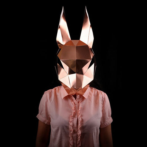 Bunny Rabbit Mask - Rose Gold - PAPERCRAFT WORLD